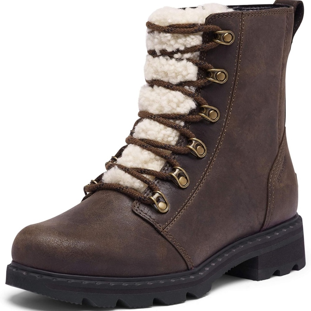 Sorel Women's Lennox Lace Cozy Boot - Rain - Waterproof - Blackened Brown Size 9